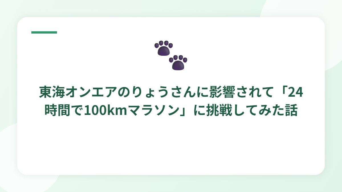 東海オンエアのりょうさんに影響されて「24時間で100kmマラソン」に挑戦してみた話のポイント