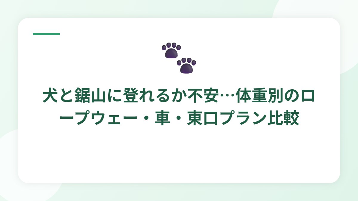 犬と鋸山に登れるか不安…体重別のロープウェー・車・東口プラン比較のポイント